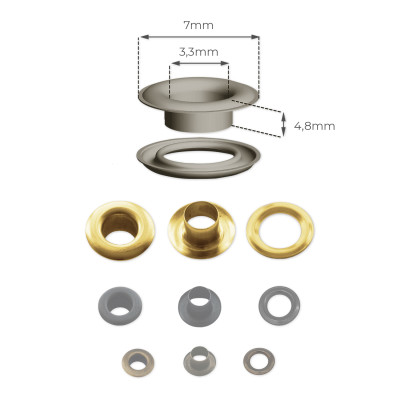 3,3мм, злато, железни капси с шайба